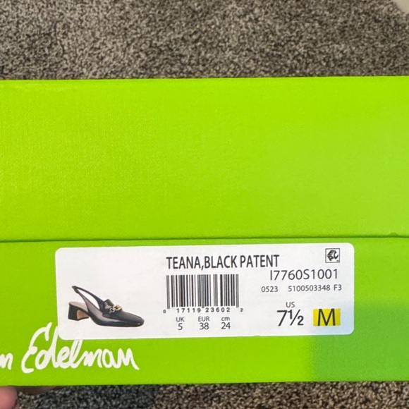 Sam Edelman Teana Black Patent Slingback Loafers with Gold Chain - Picture 4 of 4